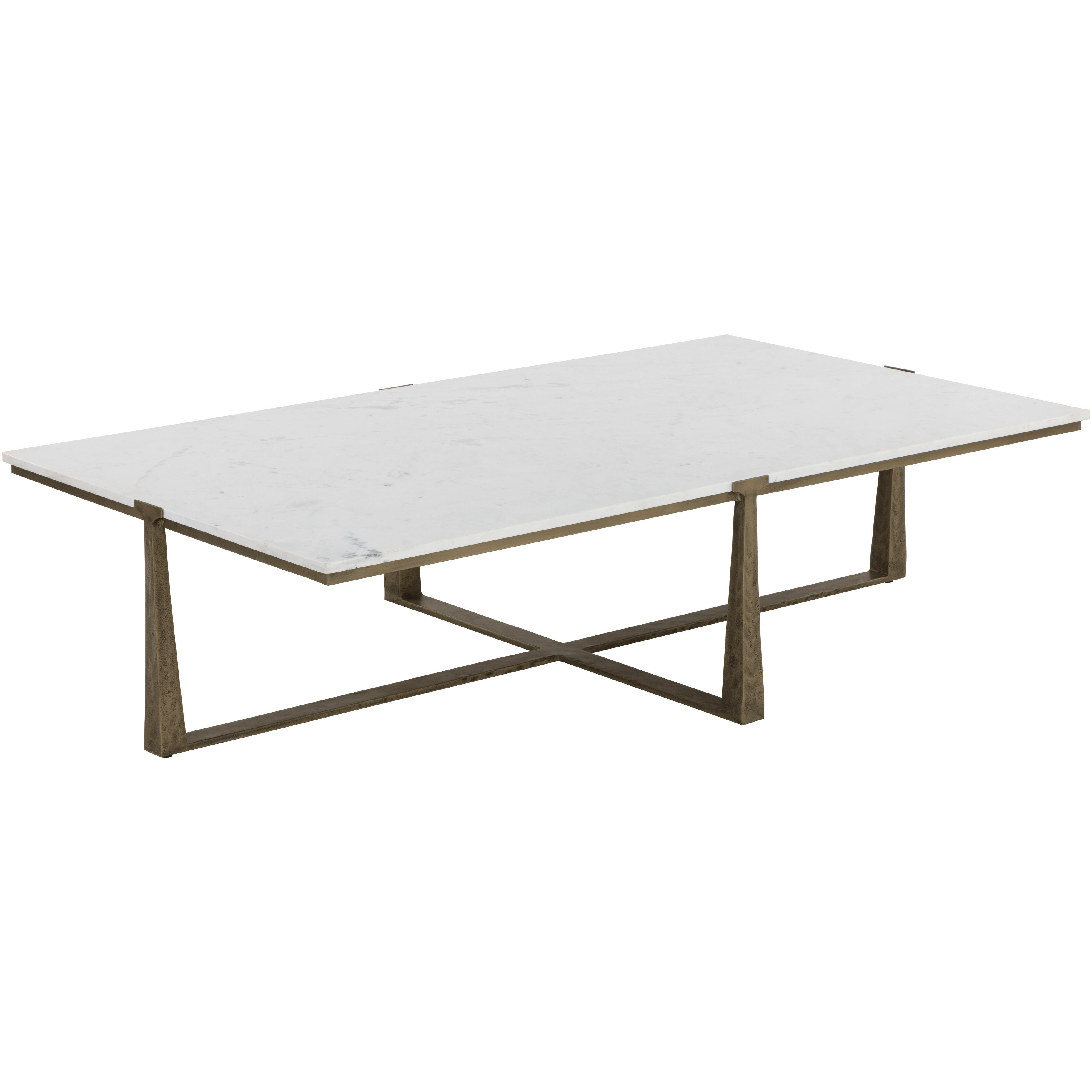 Cowell 64 X 38 inch White / Antique Brass Coffee Table